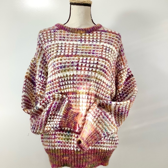 Vintage Sweaters - VINTAGE Rainbow Knit Unisex Sweater